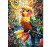 Loro colorido en una rama de otoño Puzzle 500 Piezas Cartón Blanco Premium Para Coleccionistas Sueño Mágico de Ciencia Ficción Desarrollo Cognitivo Ocio Tranquilo Casa Compatible Marco Estándar 500 PC