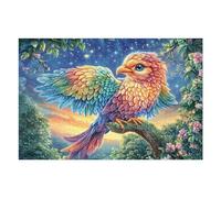 Loro Colorido en una Rama Puzzles 1000 Piezas Desafío Nivel Difícil Avian Starry Foliage Rompecabezas para Adultos Aliviar Estrés Decoración Hogar DIY Moderno Portátil 1000 PCS