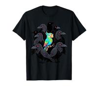 Loro Colorido único rodeado de Cuervos Oscuros y Cuervos Camiseta
