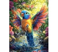 Loro con alas arcoíris junto a una cascada Puzzle 1000 Piezas Cartón Resistente Para Parejas Paisajes y ciencia ficción Noches De Cita Actividad Antiestrés Tiempo Libre Pack Completo Regalo Aniversari