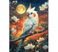 Loro con flores de cerezo Under The Moon Rompecabezas 300 Piezas Cartón Para Expertos Vida silvestre y mascotas Actividad Familiar Educativa Hobby Colección Reunión Familiar Juegos Regalo Sorpresa 300