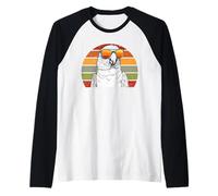 Loro Con Gafas De Sol Retro Puesta De Sol Vida Silvestre Camiseta Manga Raglan