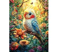 Loro con una mariposa en un jardín floral Puzzle 1000 Piezas Cartón Resistente Para Toda La Familia Sueño Mágico de Ciencia Ficción Entrenamiento Cerebral Diversión Familia Para Enmarcar Regalo De Año