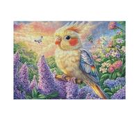 Loro de Lavanda Puzzles 300 Piezas Desafío Nivel Difícil Herb Flora Twigs Rompecabezas para Adultos Aliviar Estrés Decoración Hogar DIY Moderno Portátil 300 PCS