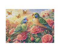 Loro en arbusto de Rosas Puzzle 300 Piezas Cartón Resistente Rompecabezas Familiar para Toda La Familia Juguete Educativo 3D Maquetas Construir 300 PCS