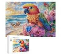 Loro en Flor con Gotas de Agua Puzzle 300 Piezas para Adultos Actividad Relajante Reducción del Estrés Regalo para Bienestar 300 PCS