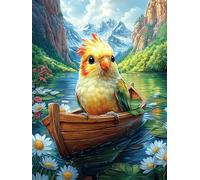 Loro en un Barco de Madera Puzzles 300 Piezas Moderno Creativo Cuento de Hadas acompañante mágico Rompecabezas Familiar para Adultos 3D Maquetas Construir Aliviar Estrés Decorativo 300 PCS
