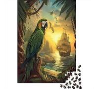 Loro en una Rama Arte de Aventuras Tropicales 70x50cm/1000pcs Puzzle Adecuado para Adultos Y Multitud Mayores De 14 Años