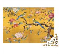 Loro Exótico Arte Floral Puzzle de 1000 Piezas Cartón para Adultos Escena Botánica Vintage Relajación Decoración Regalo 70x50cm/1000pcs