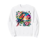 Loro Guacamayo exótico Tropical Floral Vista al Mar Sudadera