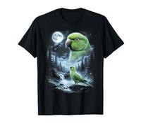 Loro Indio Ringneck Aullando a la Luna 90's Retro Bird Camiseta