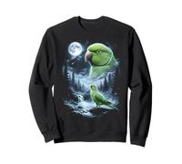 Loro Indio Ringneck Aullando a la Luna 90's Retro Bird Sudadera
