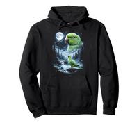 Loro Indio Ringneck Aullando a la Luna 90's Retro Bird Sudadera con Capucha