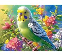 Loro Verde en Hoja Verde de Flor Rompecabezas 500 Piezas Cartón Grueso para Coleccionistas Vida Silvestre Eventos Team Building Relajación Mental Ocio En Casa Reyes 500 PCS/52×38cm