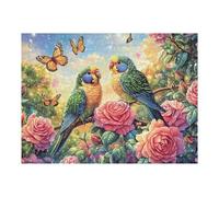 Loros en arbusto de Rosas Puzzles 500 Piezas Maquetas 3D Educativas Rompecabezas para Familia Construir DIY Moderno Aliviar Estrés Decoración 500 PCS