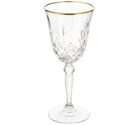 Lorren Home Trends Siena Collection - Copa de vino tinto de cristal con diseño de banda dorada, juego de 4, 7.5 onzas líquidas