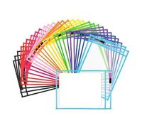 Lorrgasw 30 bolsillos borrables un seco, cubiertas extra grandes reutilizables para bolsillos borrables un seco, porta tarjetas, suministros para profesores, cubiertas borrables en seco, Como en la