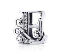 Lorrifal Plata Esterlina 925 Sólida con Zirconia Cúbica Letra A-Z Encanto para Pandora European Pulsera Collar Mujeres Niñas Joyería
