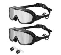 Lorrtta Gafas de natación de visión amplia, paquete de 2 gafas antivaho, protección UV antifugas, visión clara con clips para la nariz y orejeras, adecuadas para adultos y hombres