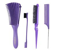 LORSEX Cepillo para el cabello, cepillo para desenredar el cabello natural para cabello afro 3a a 4c Cabello rizado ondulado enredado con juego de cepillo para peluquín de 3 piezas (violeta)