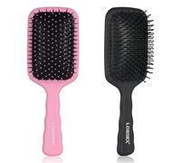 LORSEX Paquete de 2 cepillos para el cabello, cepillo de paleta grande para desenredar, para mujeres, hombres y niños, ideal para cabello húmedo o seco, suaviza, masajea y desenreda (Rosa + Negro)
