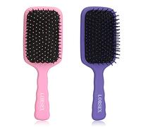 LORSEX Paquete de 2 cepillos para el cabello, cepillo de paleta grande para desenredar, para mujeres, hombres y niños, ideal para cabello húmedo o seco, suaviza, masajea y desenreda (Ros Morado)