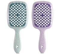 LORSEX Paquete de 2 cepillos para el cabello, cepillo desenredante para cabello natural para cabello rizado, ondulado y rizado (Púrpura + Verde)