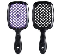 LORSEX Paquete de 2 cepillos para el cabello, cepillo desenredante para cabello natural para cabello rizado, ondulado y rizado (Negro + Púrpura)