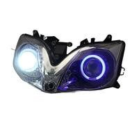 LORSKRD Faro De Motocicleta Led Faro Delantero Modificado Para Motocicleta Conjunto LED Personalizado Ojos De Ángel Diablo Proyector HID Para CBR600 F4i 2001-2007(Azul)