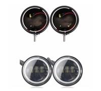 LORSKRD Faro De Motocicleta Led Piezas Cromadas Luz De Paso Antiniebla LED Auxiliar Motorsiklet 4-1/2 "con Cubo Carcasa 45" Para Electra Deslizamiento Para Bad Boy(Halo Light and house A)