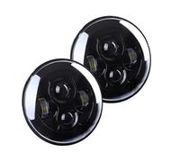 LORSKRD Faros Delanteros Para Hummer Para H1 Y Para H2 2003 2004 2005 2006 2007 2008 2009 Faros Delanteros LED Redondos De 7 Pulgadas Con Halo De Ojos Ángel(No Halo Black)