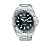 Lorus Reloj Analógico Automático para Hombre con Pulsera de Acero Inoxidable, Plata/Negro