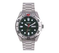 Lorus Reloj Analógico Automático para Hombre con Pulsera de Acero Inoxidable, Plata/Verde