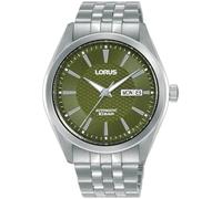 Lorus Reloj Analógico Automático para Hombre con Pulsera de Acero Inoxidable, Plata/Verde