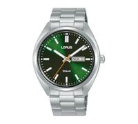 Lorus Reloj Analógico de Cuarzo para Hombre con Pulsera de Acero Inoxidable, Plata/Verde