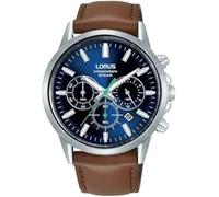 LORUS Reloj cronógrafo de Cuarzo para Hombre con Caja de Acero Inoxidable con Correa de Cuero RT381KX9, Plata, Correa