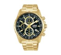 Lorus Reloj deportivo de cuarzo de acero inoxidable con cronógrafo para hombre con indicador de fecha, tono dorado, 43 mm
