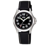 Lorus Reloj Deportivo, Esfera Negra, Resistente al Agua hasta 50 m, manecillas Luminosas, Correa de Piel