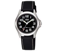 Lorus Reloj Deportivo, Esfera Negra, Resistente al Agua hasta 50 m, manecillas Luminosas, Correa de Piel
