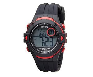 Lorus Reloj Digital de Cuarzo para Hombre con Correa de Silicona, Negro