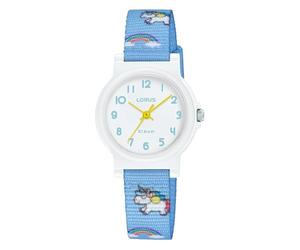 Lorus Reloj Infantil Analógico de Cuarzo con Correa de Silicona, Azul/Blanco