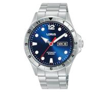 Lorus Sport Reloj para Hombre Analógico Automático con Brazalete de Acero Inoxidable, Plata/Azul