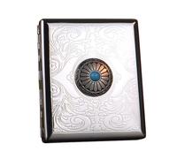Lorxilar Pitillera De Metal para 20 Cigarrillos, Retro Caja De Cigarrillos, Caja De Cigarrillos, para Hombres, MujeresSilver,One Size