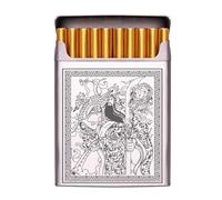 Lorxilar Pitilleras para Cigarrillos, Acero Inoxidable Pitillera para 20 Cigarrillos, Pitillera De Metal Portátil para Hombre Y MujerSilver C,One Size