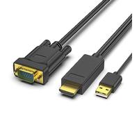 Loryi Cable HDMI a VGA chapado en oro de 6 pies con alimentación USB (macho a macho), compatible con computadora, computadora, laptop, PC, monitor, proyector, HDTV, Raspberry Pi, Roku, Xbox y más