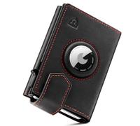 LORZOR® Cartera Airtag para Hombre, Pequeña con Monedero & Protección RFID, Billetera de Piel, Tarjetero Pop-up con Capacidad para 10 Tarjetas y Cierre Magnético