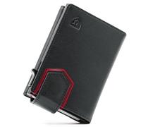 LORZOR® Cartera Pequeña de Piel Auténtica para Hombre, Tarjetero con Cierre Magnético, Billetera RFID Pop-up, Monedero con Capacidad para 10 Tarjetas