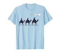 Los 3 Reyes Magos Regalo Familia Navidad para Cristianos Camiseta, Hombre, Azul Bebé, M