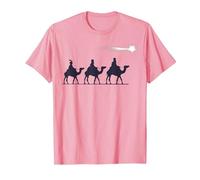 Los 3 Reyes Magos Regalo Familia Navidad para Cristianos Camiseta, Hombre, Rosado, M
