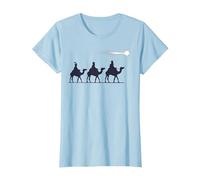 Los 3 Reyes Magos Regalo Familia Navidad para Cristianos Camiseta, Mujer, Azul Bebé, 3XL